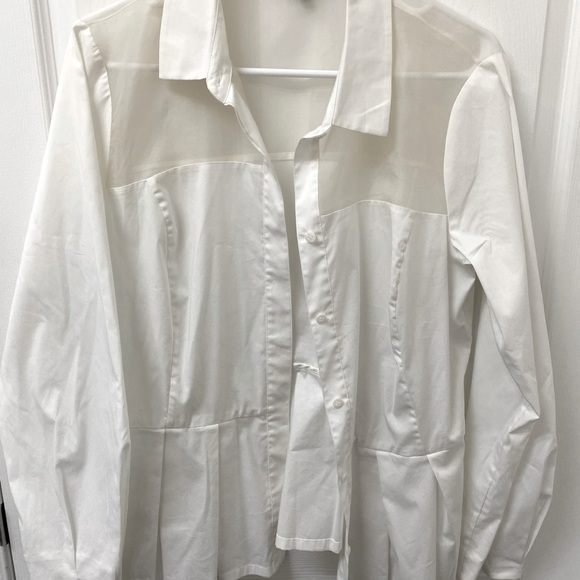 Worth White peplum shirt with sheer details - Picture 1 of 4